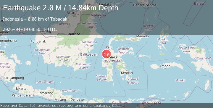 Map of Sulawesi, Indonesia