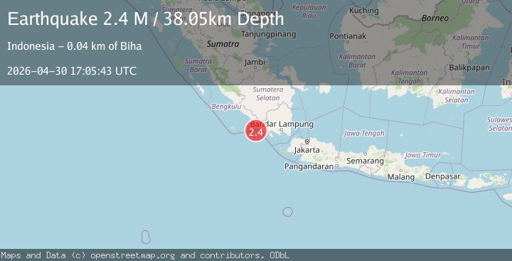 Map of Southern Sumatra, Indonesia
