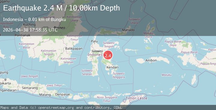 Map of Sulawesi, Indonesia