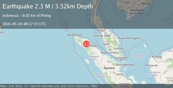Map of Northern Sumatra, Indonesia