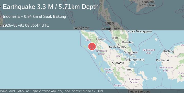 Map of Northern Sumatra, Indonesia