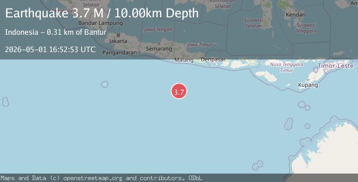 Map of South of Java, Indonesia