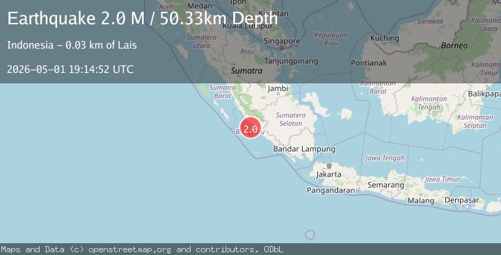 Map of Southern Sumatra, Indonesia