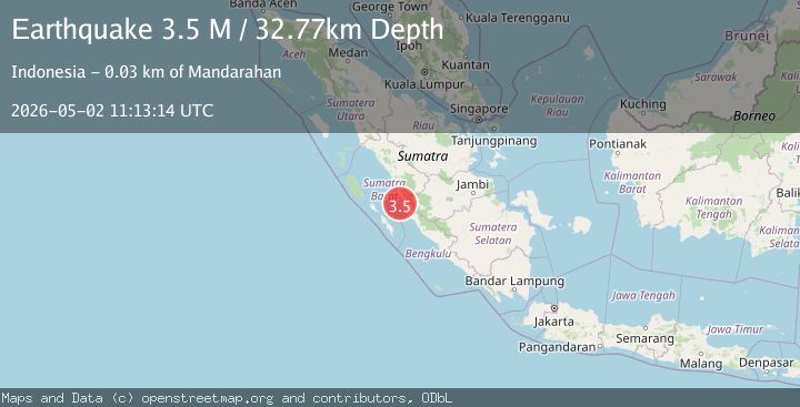 Map of Southern Sumatra, Indonesia