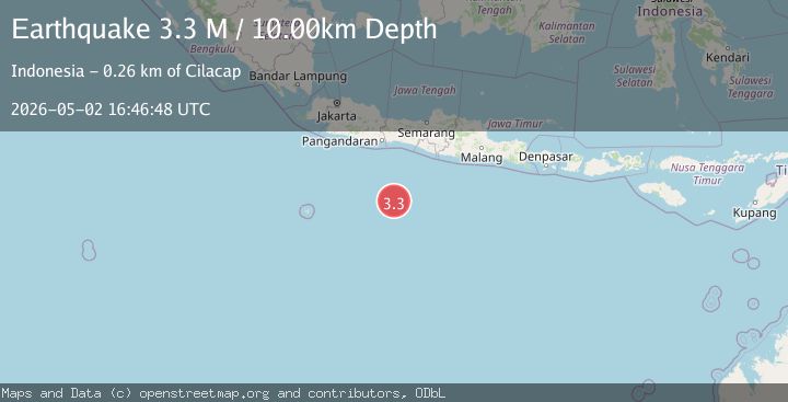 Map of South of Java, Indonesia