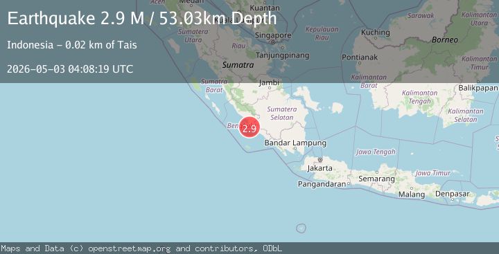 Map of Southern Sumatra, Indonesia