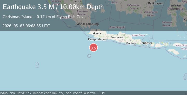 Map of South of Java, Indonesia