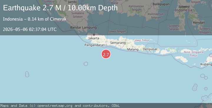 Map of South of Java, Indonesia