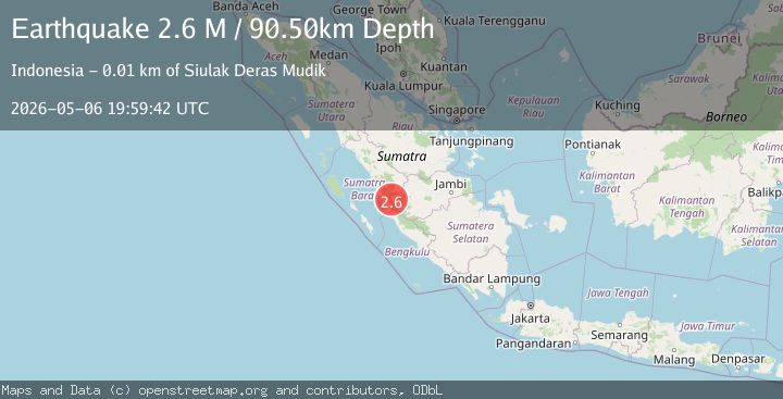 Map of Southern Sumatra, Indonesia