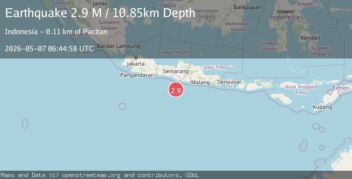 Map of South of Java, Indonesia