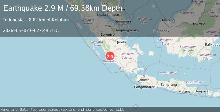 Map of Southern Sumatra, Indonesia