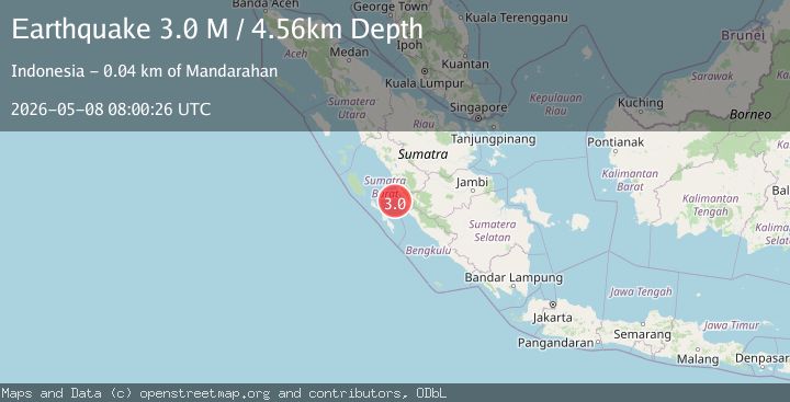 Map of Southern Sumatra, Indonesia