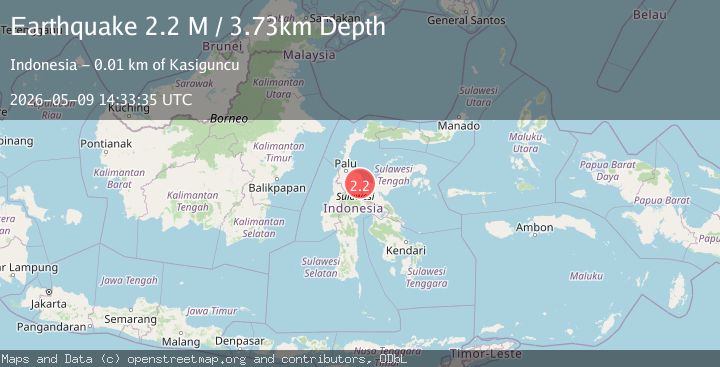 Map of Sulawesi, Indonesia