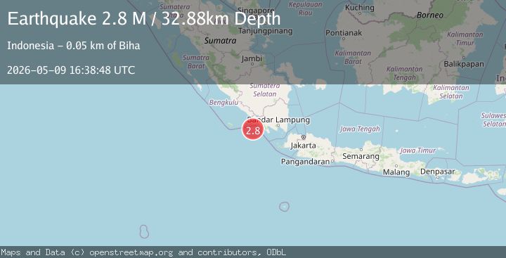 Map of Southern Sumatra, Indonesia