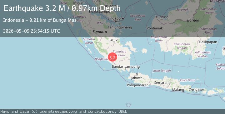 Map of Southern Sumatra, Indonesia