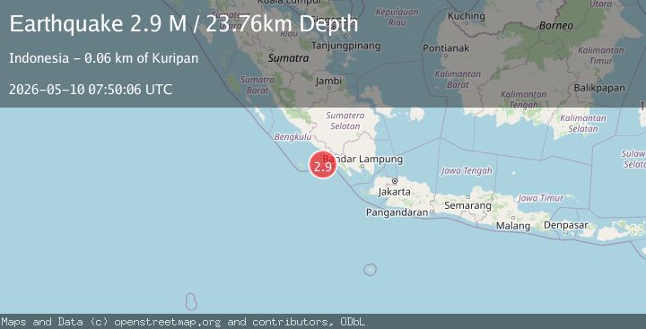 Map of Southern Sumatra, Indonesia