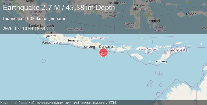 Map of South of Bali, Indonesia