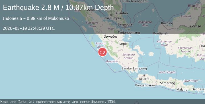 Map of Southern Sumatra, Indonesia
