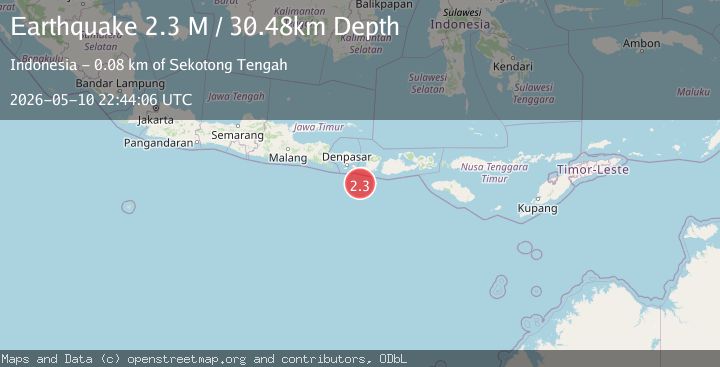 Map of South of Bali, Indonesia