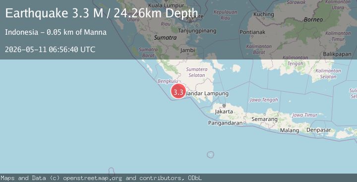 Map of Southern Sumatra, Indonesia