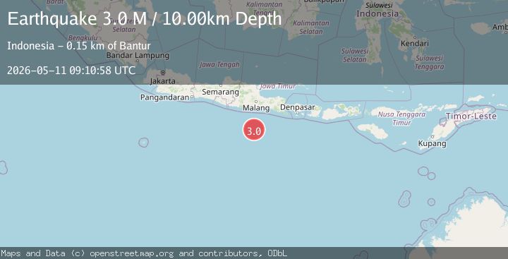 Map of South of Java, Indonesia