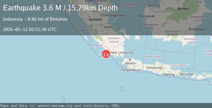 Map of Southern Sumatra, Indonesia