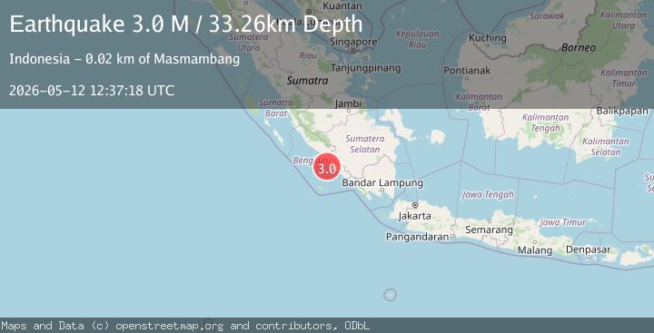 Map of Southern Sumatra, Indonesia