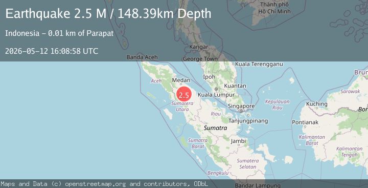 Map of Northern Sumatra, Indonesia