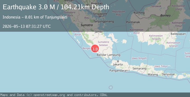 Map of Southern Sumatra, Indonesia