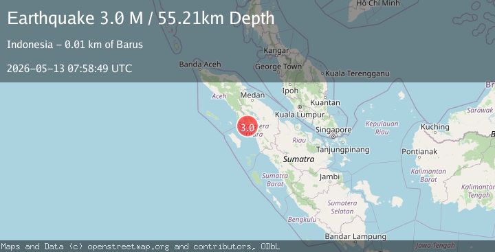 Map of Northern Sumatra, Indonesia