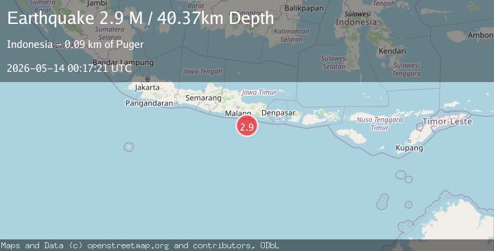Map of South of Java, Indonesia