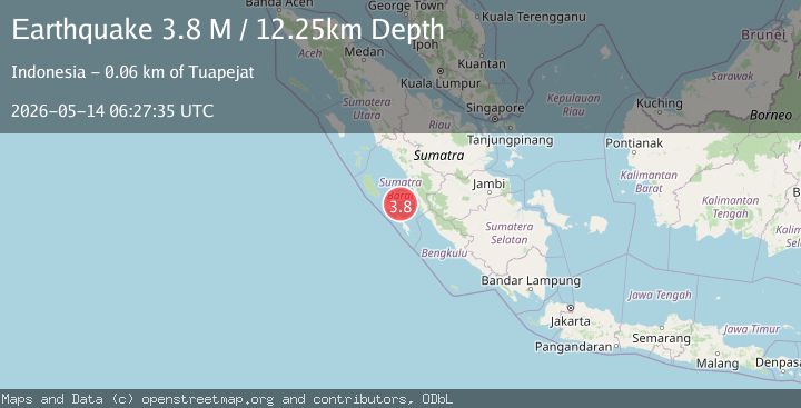 Map of Southern Sumatra, Indonesia
