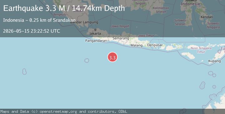 Map of South of Java, Indonesia