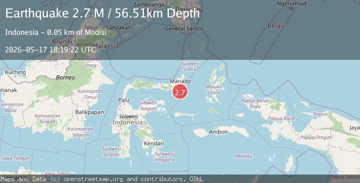 Map of Minahassa Peninsula, Sulawesi