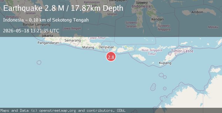 Map of South of Bali, Indonesia