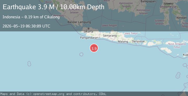 Map of South of Java, Indonesia