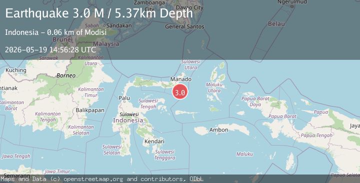 Map of Minahassa Peninsula, Sulawesi