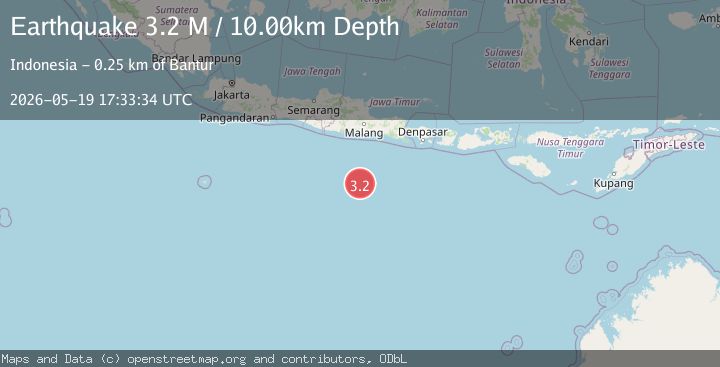 Map of South of Java, Indonesia