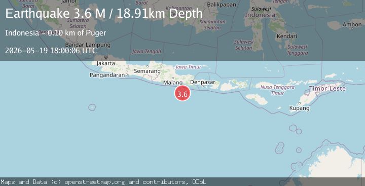 Map of South of Java, Indonesia
