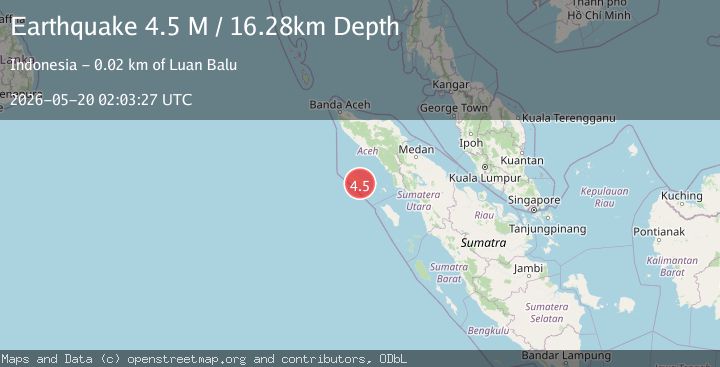 Map of Northern Sumatra, Indonesia