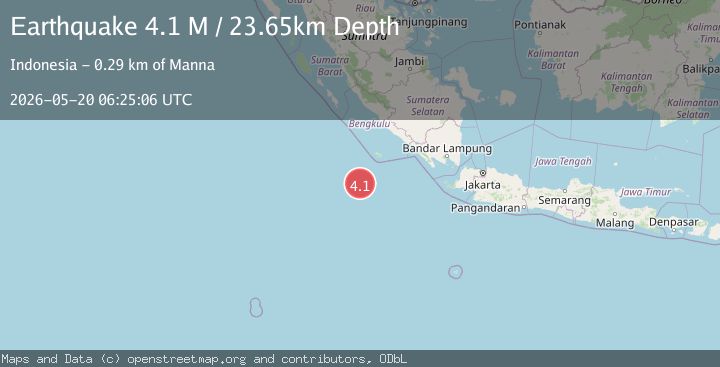 Map of Southwest of Sumatra, Indonesia