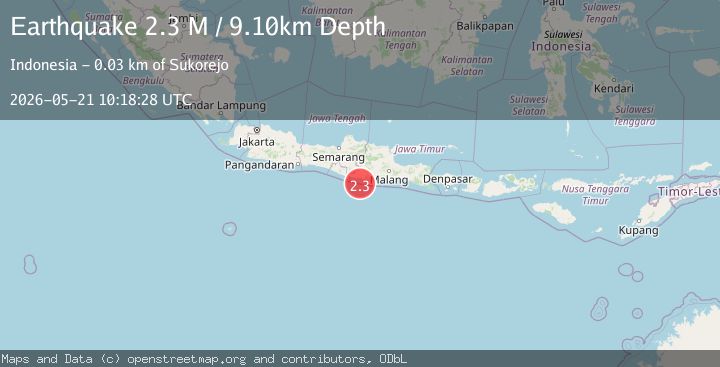 Map of Java, Indonesia