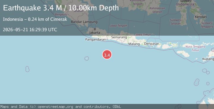 Map of South of Java, Indonesia