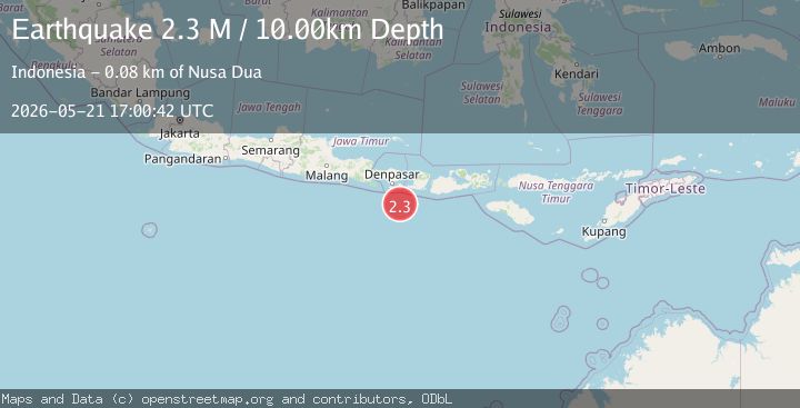 Map of South of Bali, Indonesia