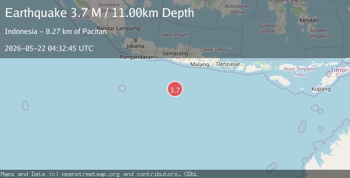 Map of South of Java, Indonesia