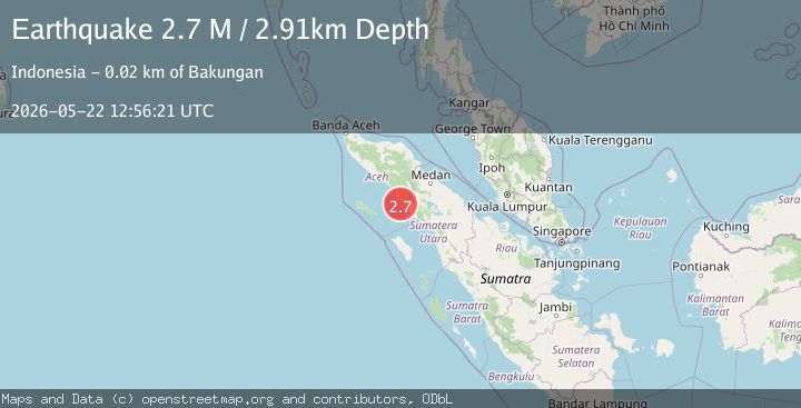 Map of Northern Sumatra, Indonesia