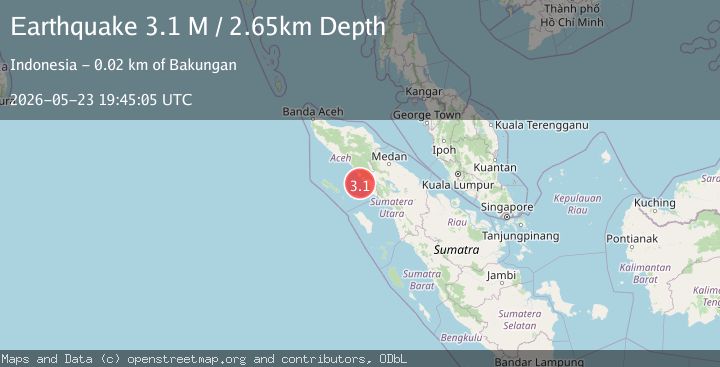 Map of Northern Sumatra, Indonesia