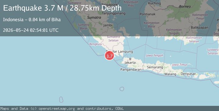 Map of Southern Sumatra, Indonesia