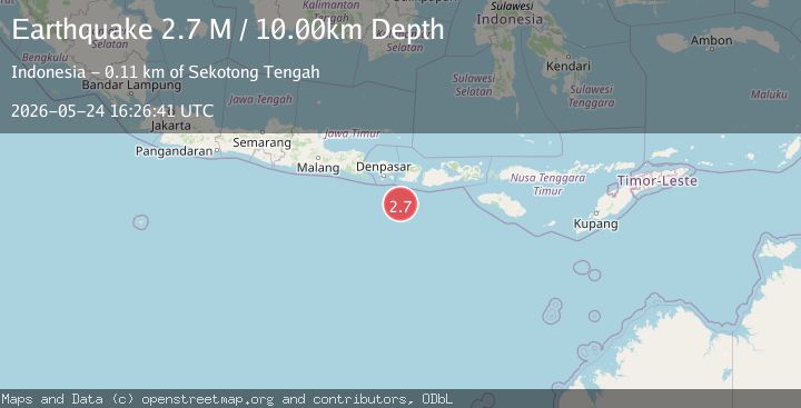 Map of South of Bali, Indonesia