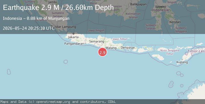 Map of South of Java, Indonesia
